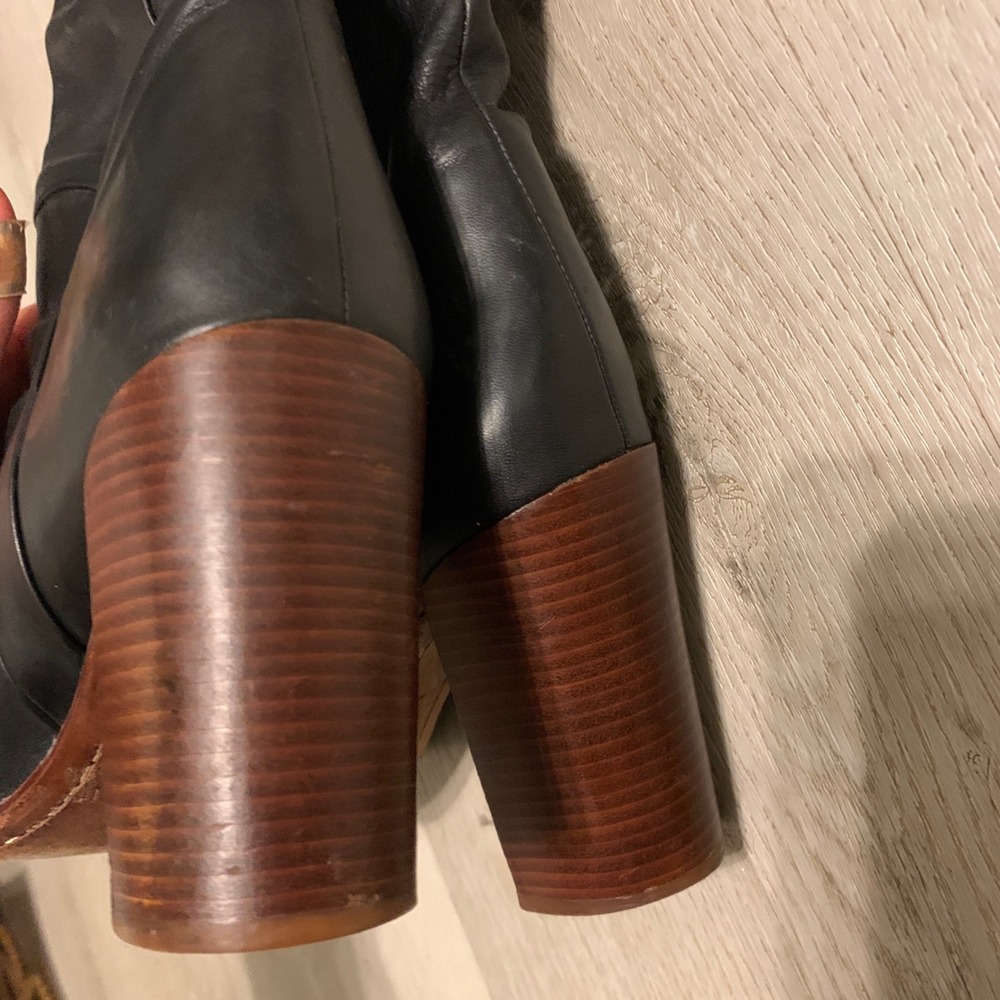 Land's End Women's Stanton‎ High Heel "Black" Leather Pull On Boots Size 7.5 B - Picture 6 of 14